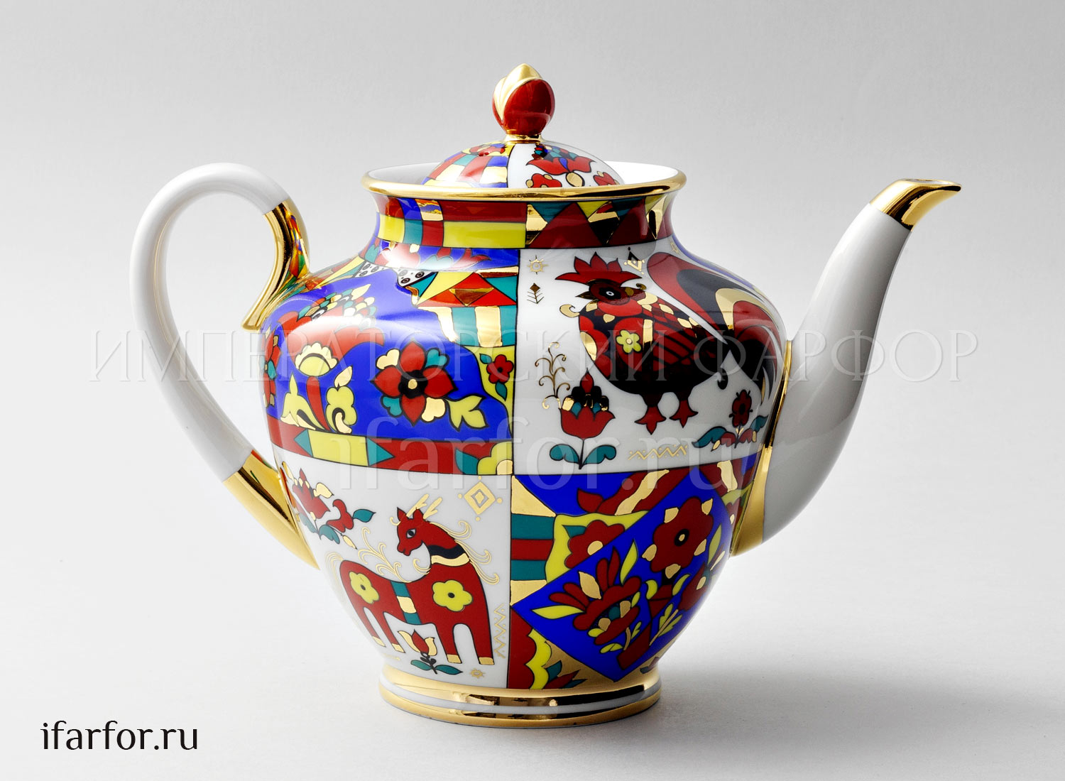 Чайник доливной «Народные узоры» Форма: Весенняя. Твердый фарфор. 2000 мл.