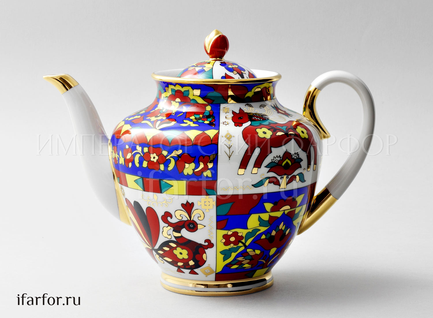 Чайник доливной «Народные узоры» Форма: Весенняя. Твердый фарфор. 2000 мл.