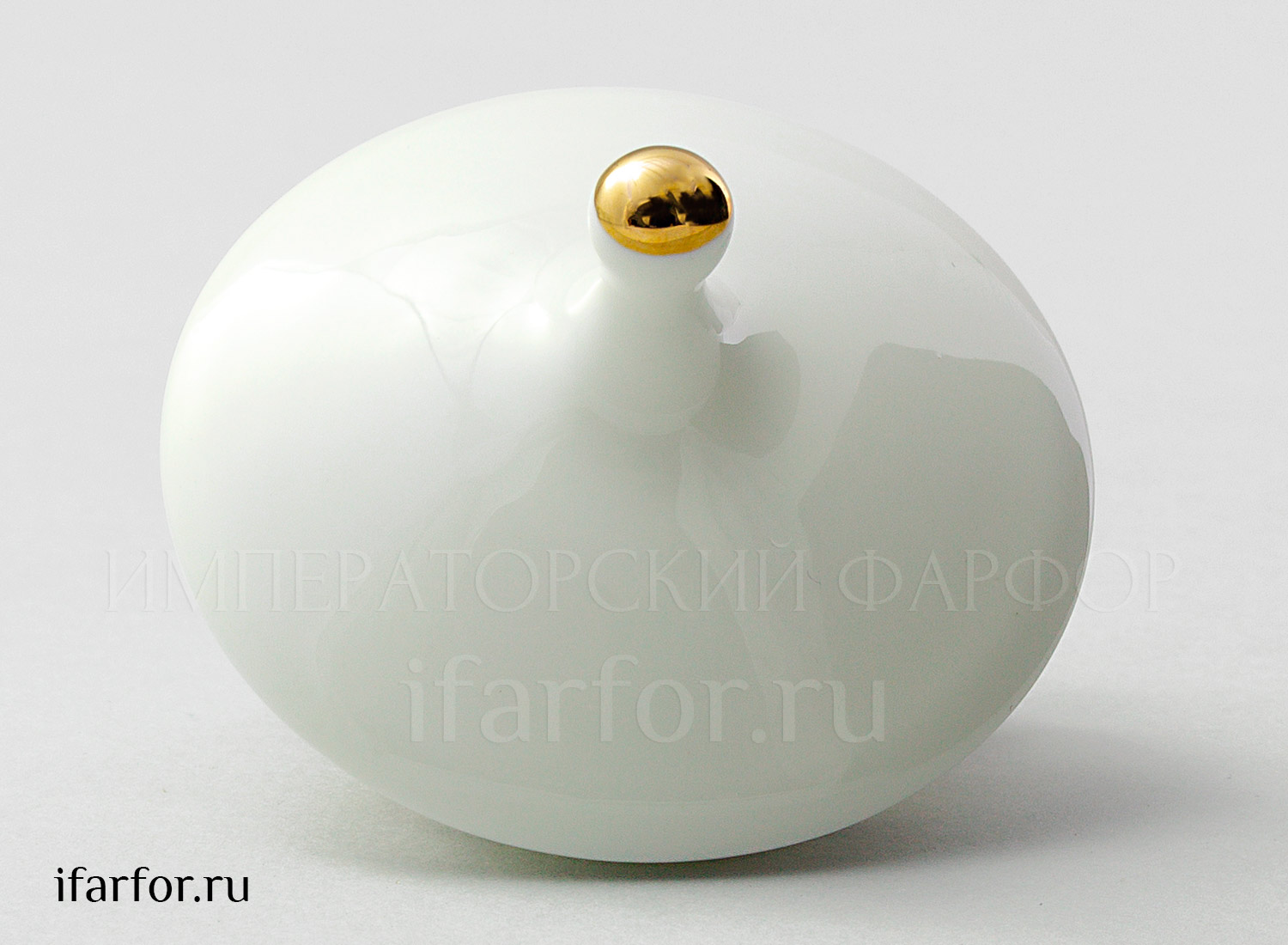 Крышка сахарница «Золотая лента» Форма: Яблочко. Костяной фарфор. 55 x 45 мм.
