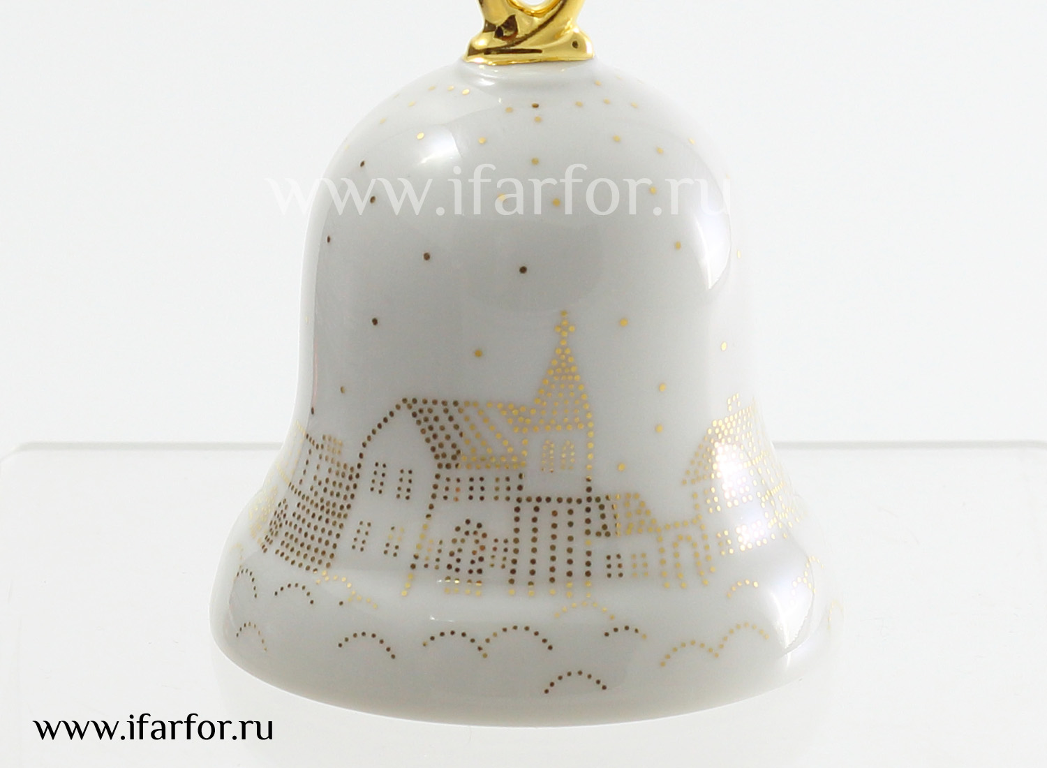 Колокольчик «Город» Форма: Петелька. Твердый фарфор. 55 x 65 мм.