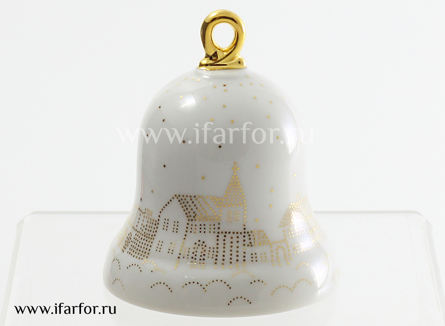 Колокольчик «Город» Форма: Петелька. Твердый фарфор. 55 x 65 мм.
