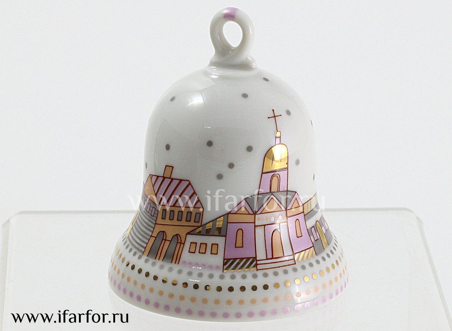 Колокольчик «Розовый» Форма: Петелька. Твердый фарфор