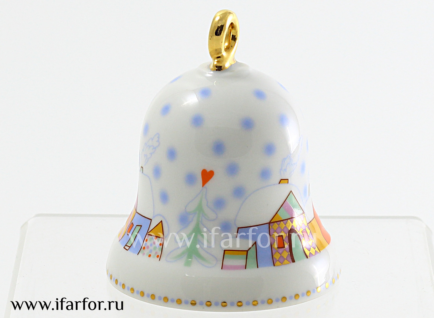 Колокольчик «Зима» Форма: Петелька. Твердый фарфор. 55 x 65 мм.