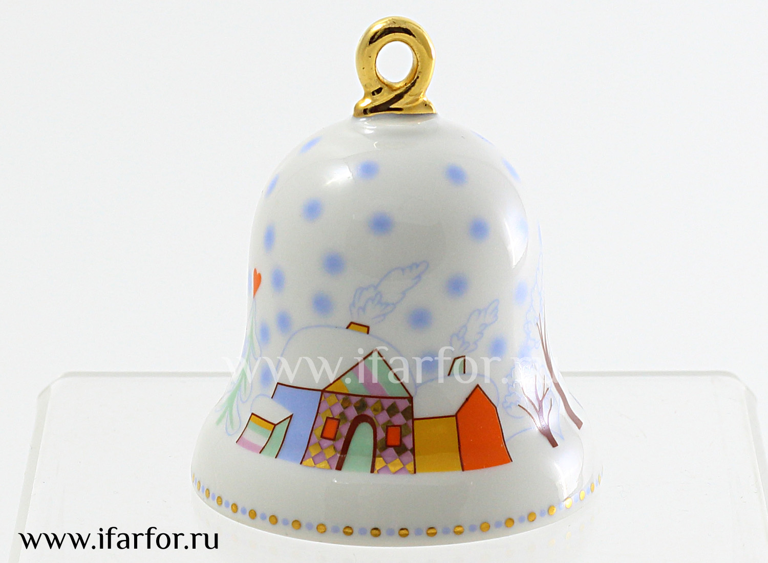 Колокольчик «Зима» Форма: Петелька. Твердый фарфор. 55 x 65 мм.