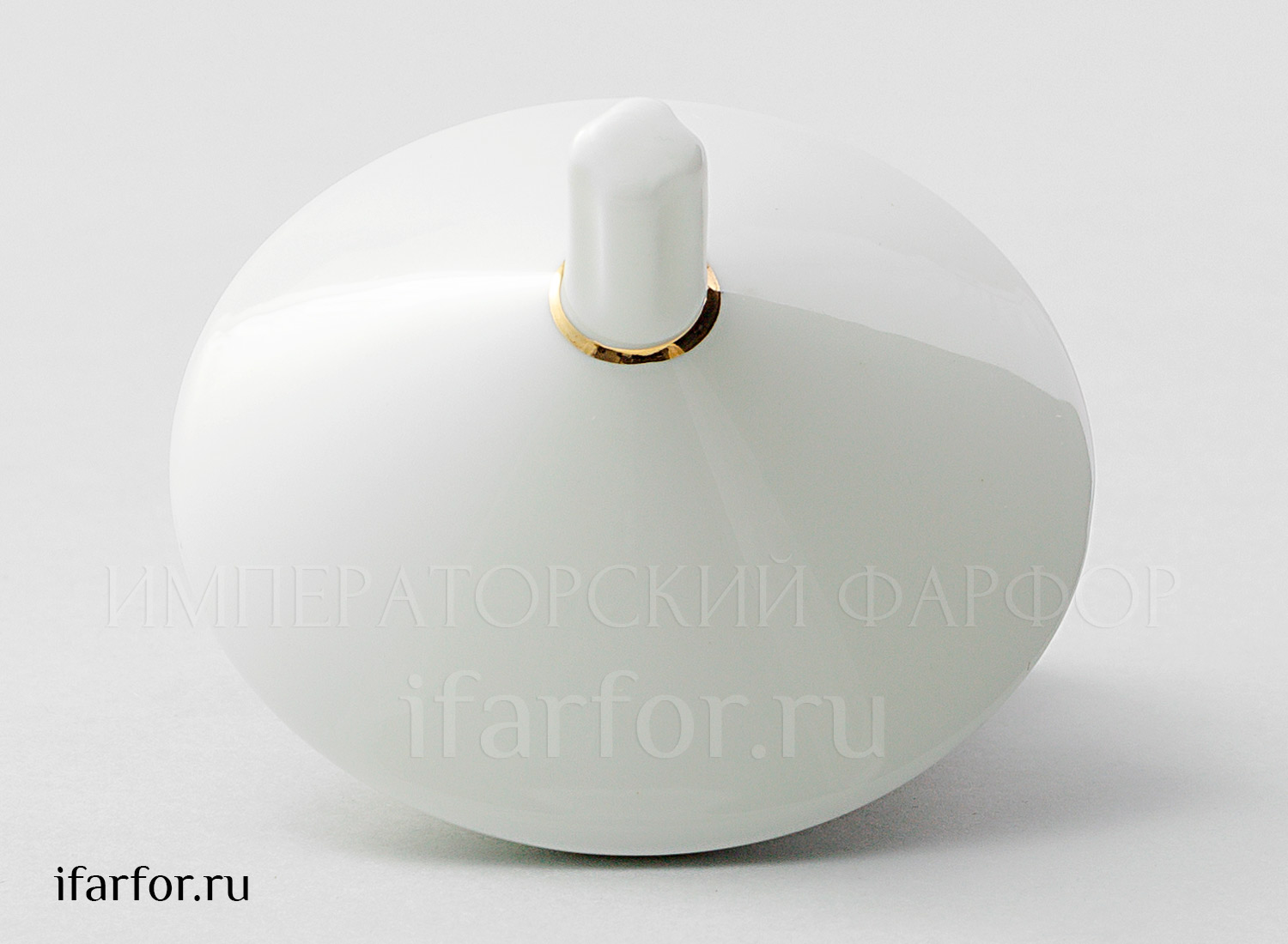 Крышка к сахарнице «Золотая лента» Форма: Купольная. Костяной фарфор. 65 x 50 x 50 мм.