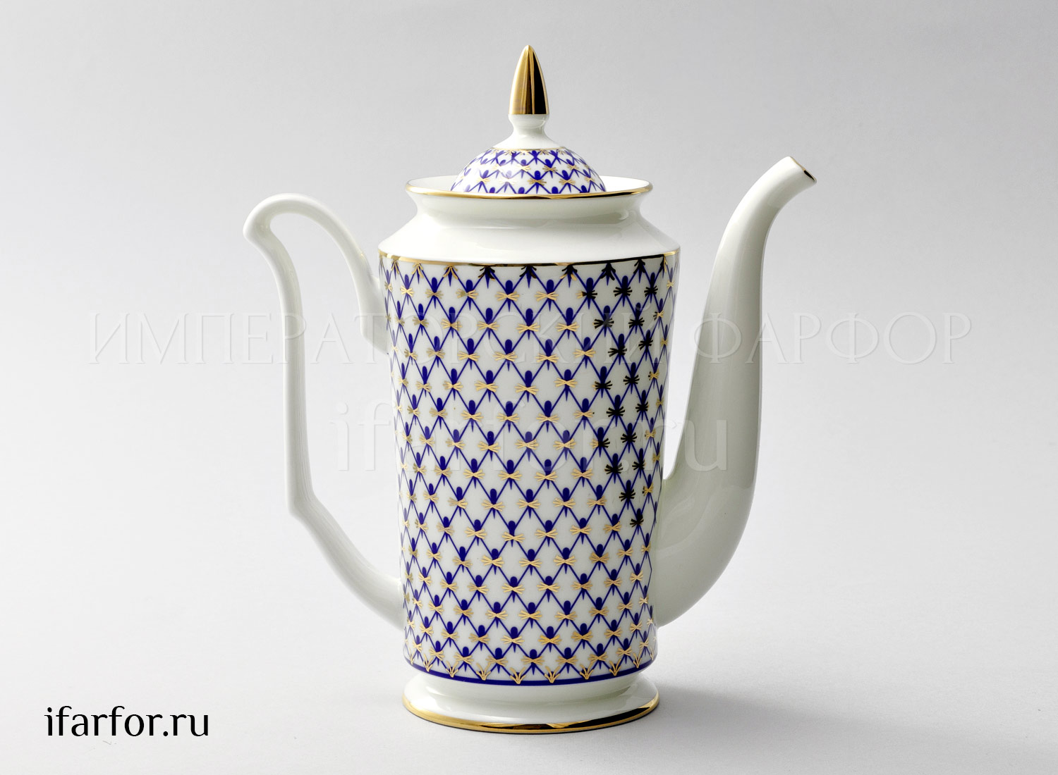 Кофейник «Кобальтовая сетка» Форма: Юлия. Тонкостенный костяной фарфор. 690 мл.