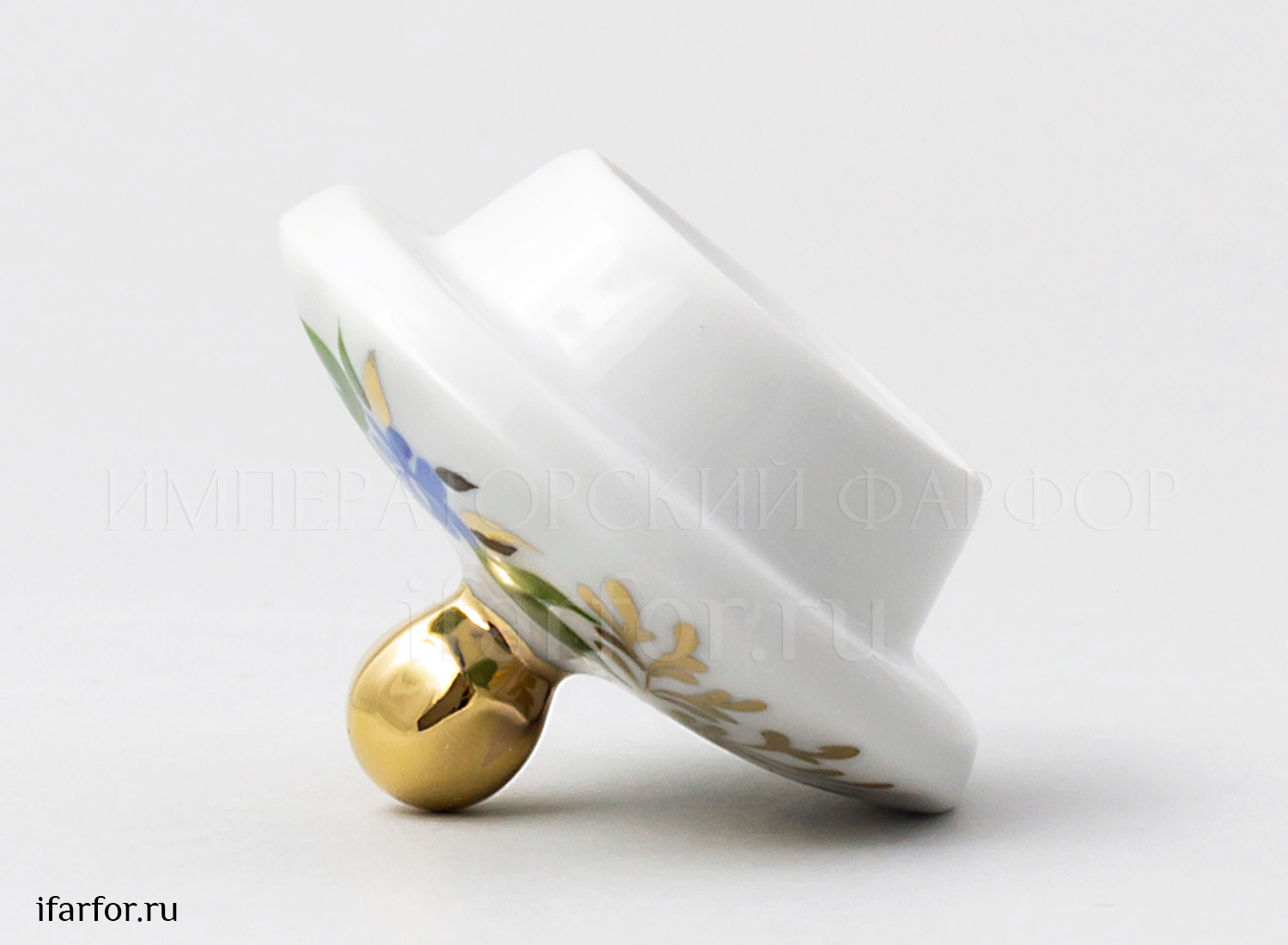 Крышка к сахарнице «Золотые травки» Форма: Тюльпан. Твердый фарфор. 65 x 37 x 45 мм.
