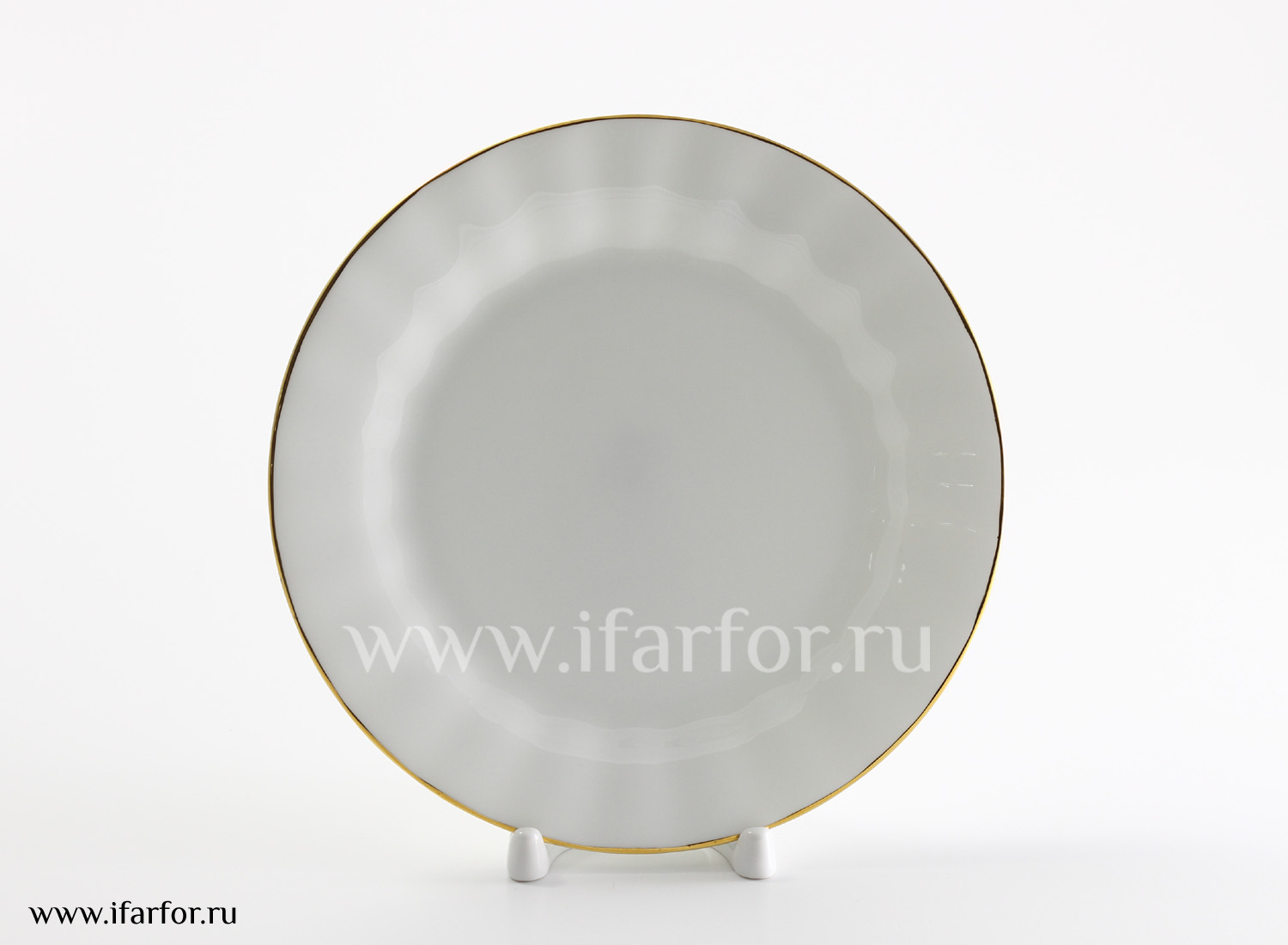 Тарелка плоская «Золотая лента» Костяной фарфор. 190 мм.
