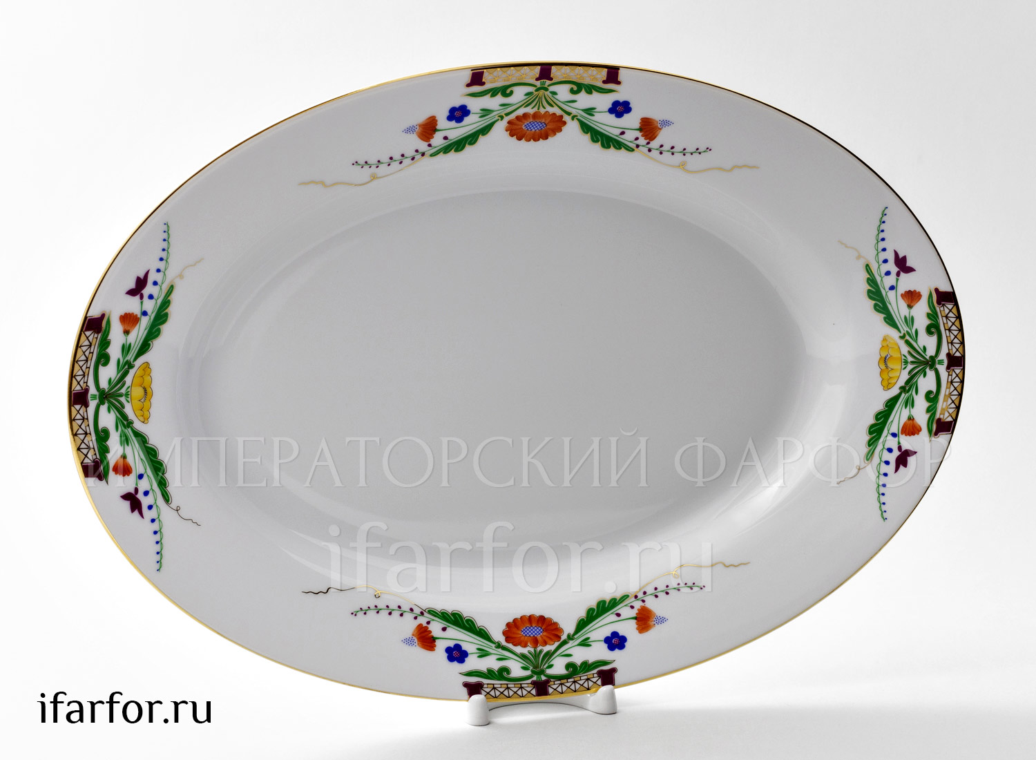 Блюдо овальное «Замоскворечье» Форма: Европейская. Твердый фарфор. 400 мм.