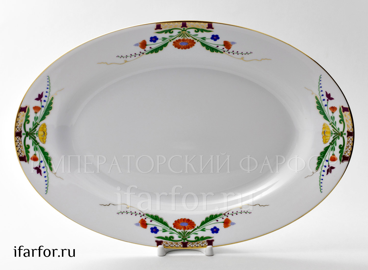 Блюдо овальное «Замоскворечье» Форма: Европейская. Твердый фарфор. 400 мм.