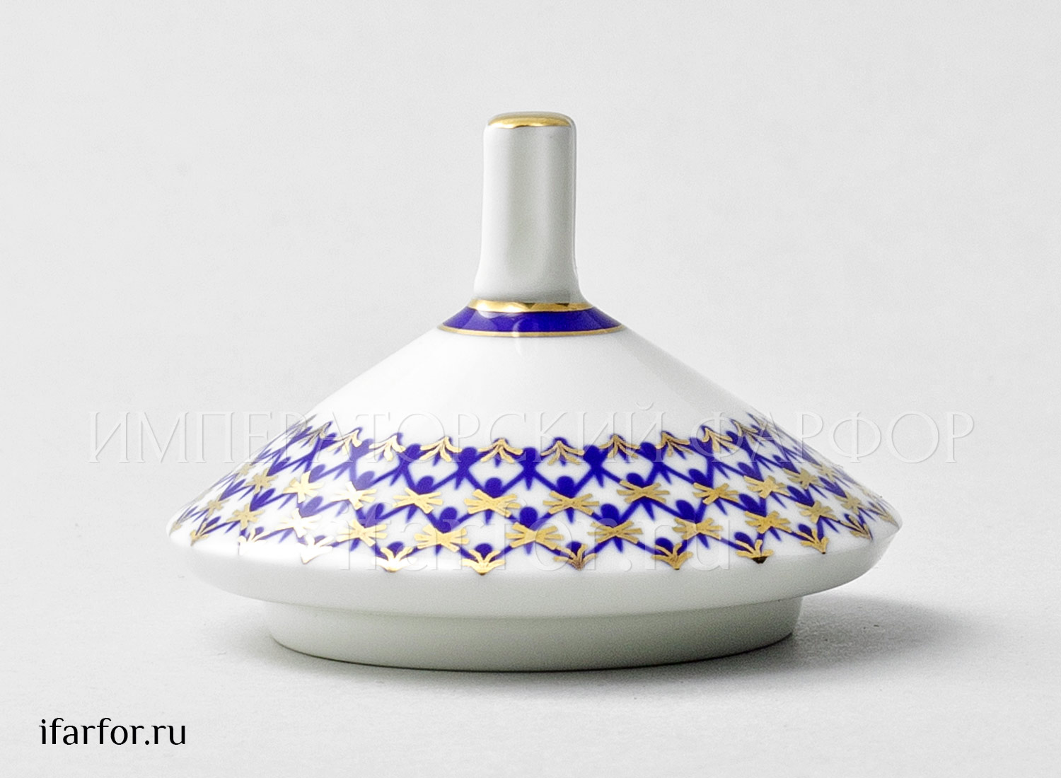 Крышка к сахарнице «Кобальтовая сетка» Форма: Купольная. Костяной фарфор. 65 x 50 x 50 мм.