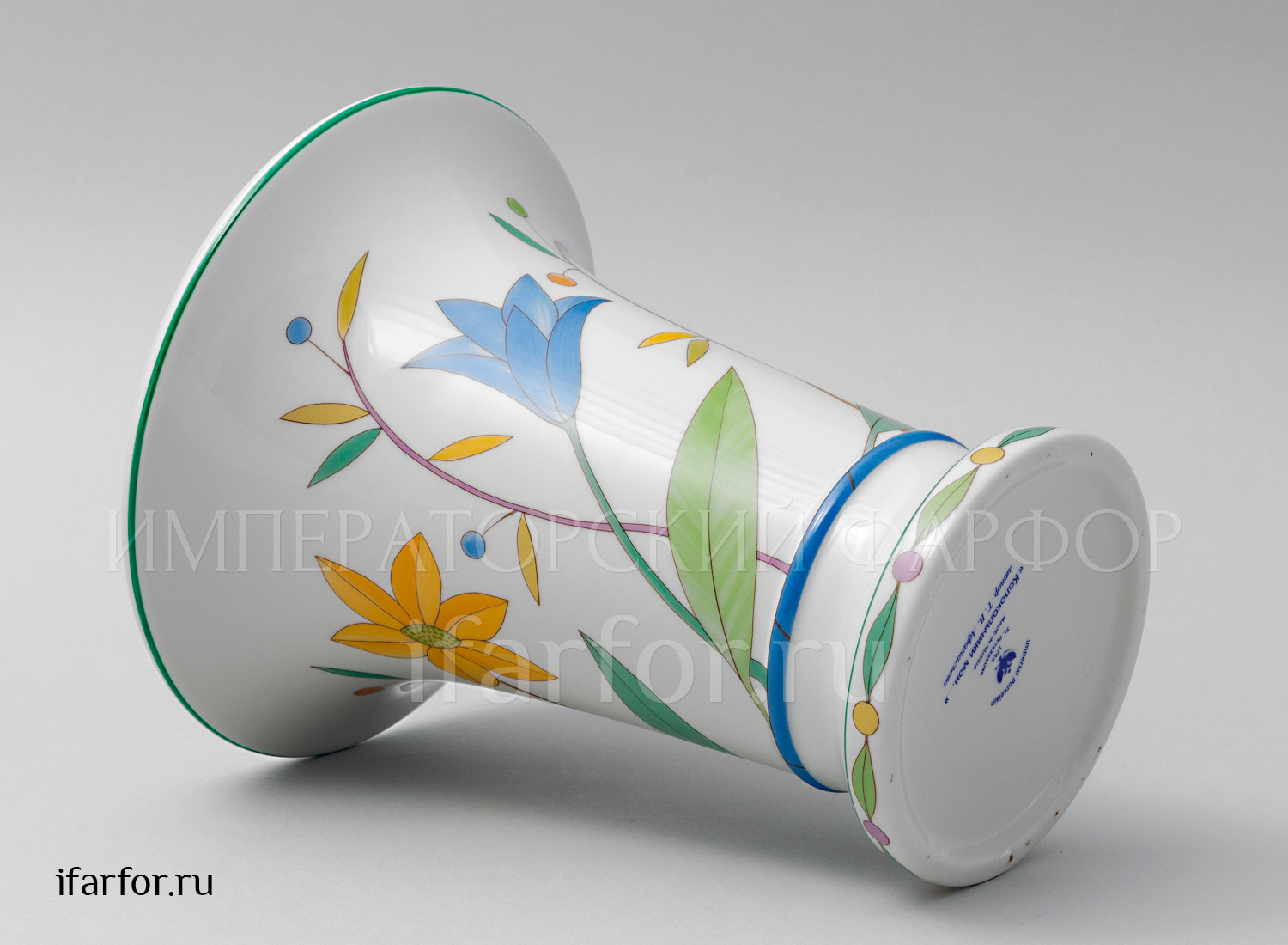 Ваза для цветов «Колокольчики мои» Форма: Ампирная. Твердый фарфор. 180 x 203 мм.