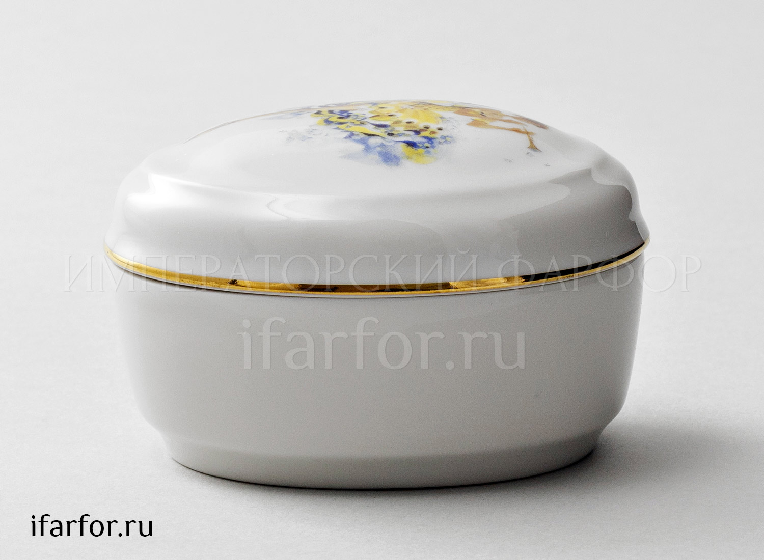 Туалетная коробочка «Фея беззаботности» Форма: Овальная. Твердый фарфор. 92 x 77 x 63 мм.