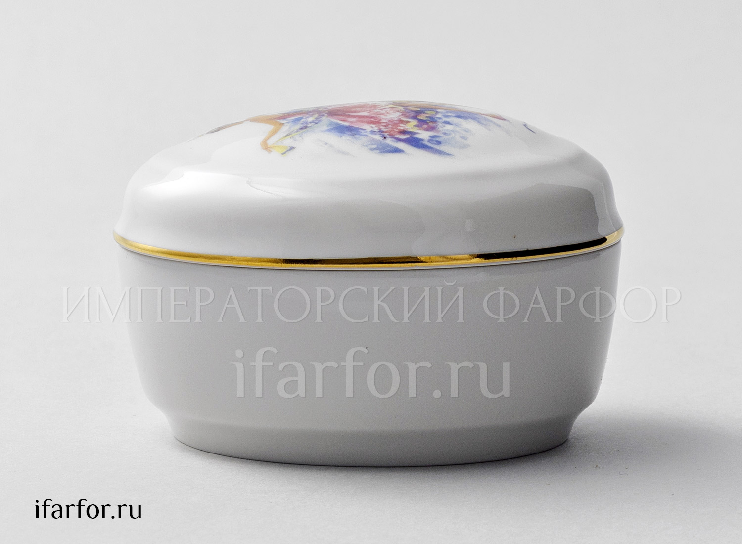Туалетная коробочка «Принцесса Аврора» Форма: Овальная. Твердый фарфор. 92 x 77 x 63 мм.