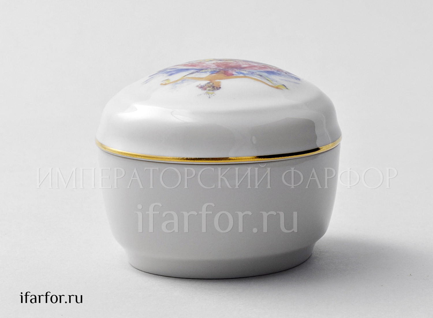 Туалетная коробочка «Принцесса Аврора» Форма: Овальная. Твердый фарфор. 92 x 77 x 63 мм.