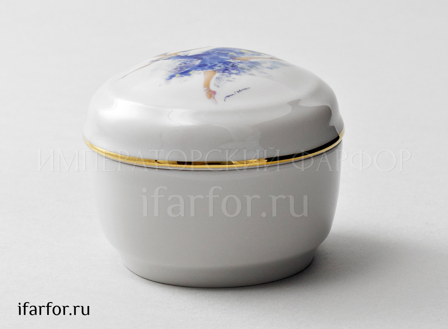 Туалетная коробочка «Фея резвости» Форма: Овальная. Твердый фарфор. 92 x 77 x 63 мм.
