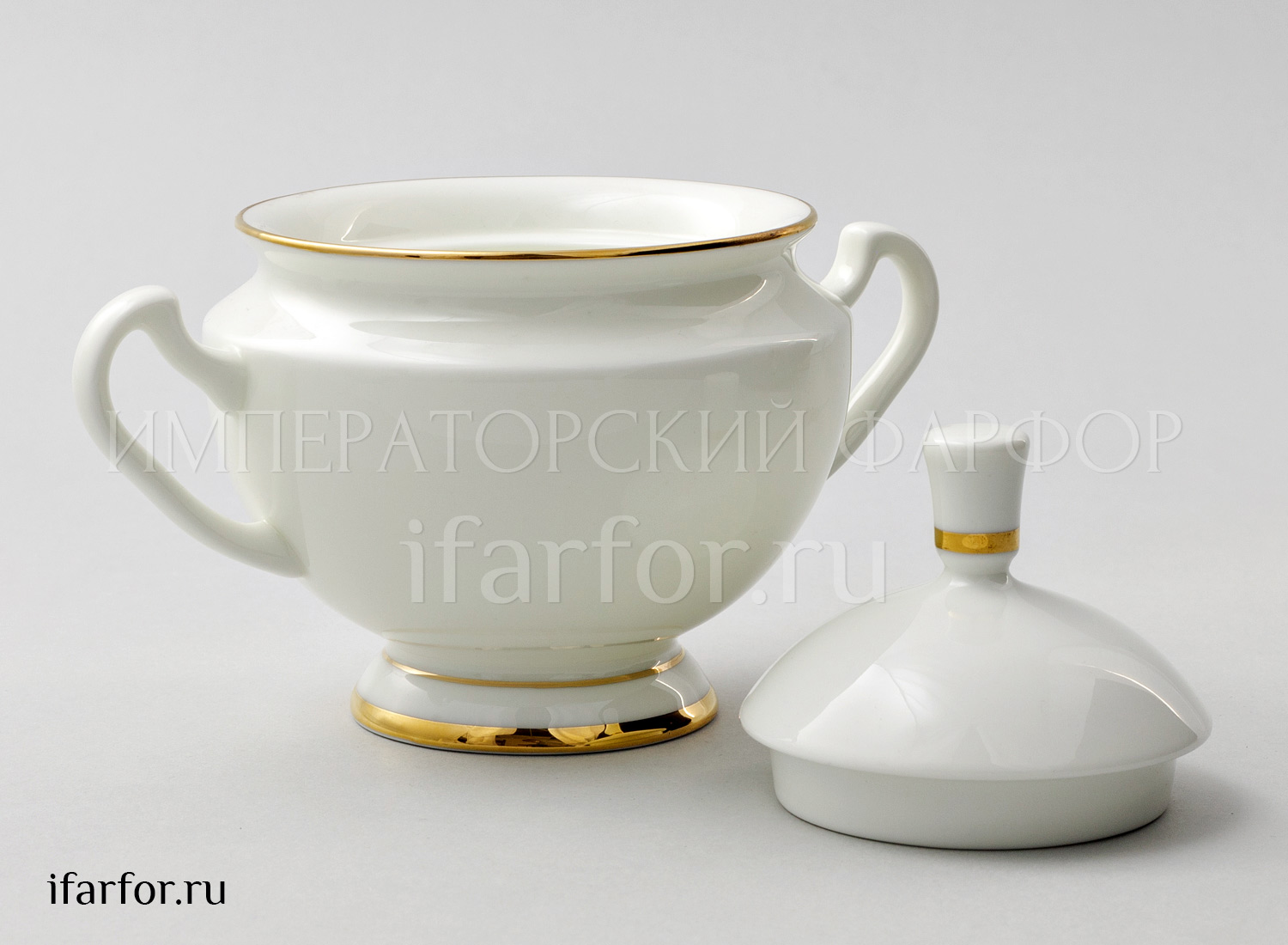 Сахарница «Золотая лента» Форма: Айседора. Тонкостенный костяной фарфор. 270 мл.