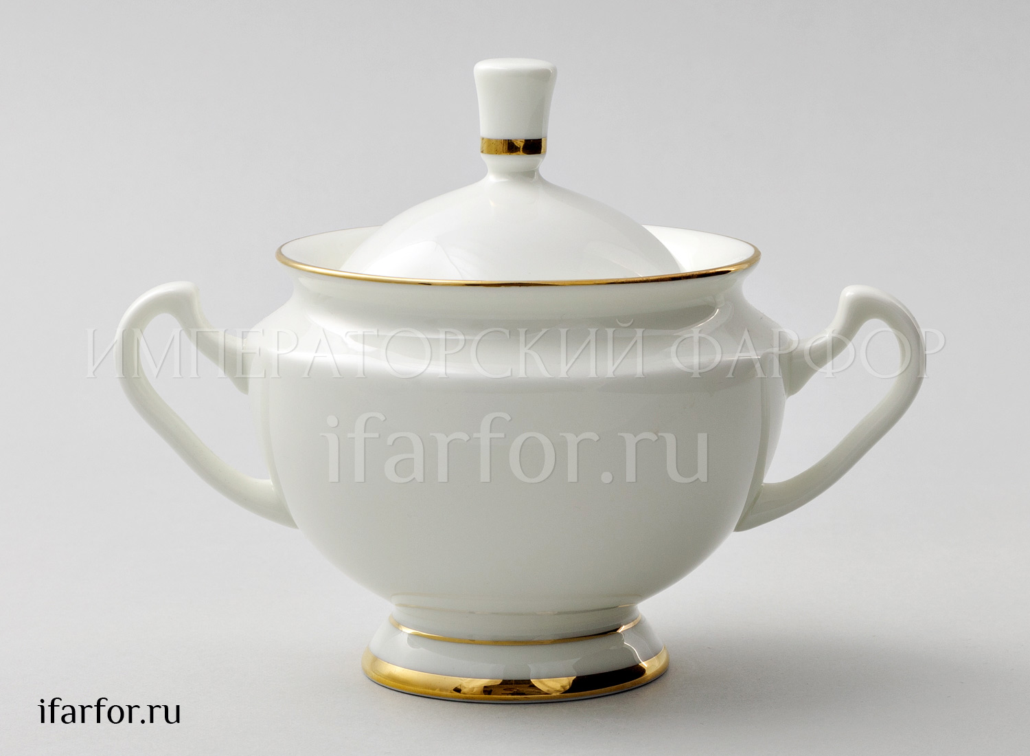 Сахарница «Золотая лента» Форма: Айседора. Тонкостенный костяной фарфор. 270 мл.