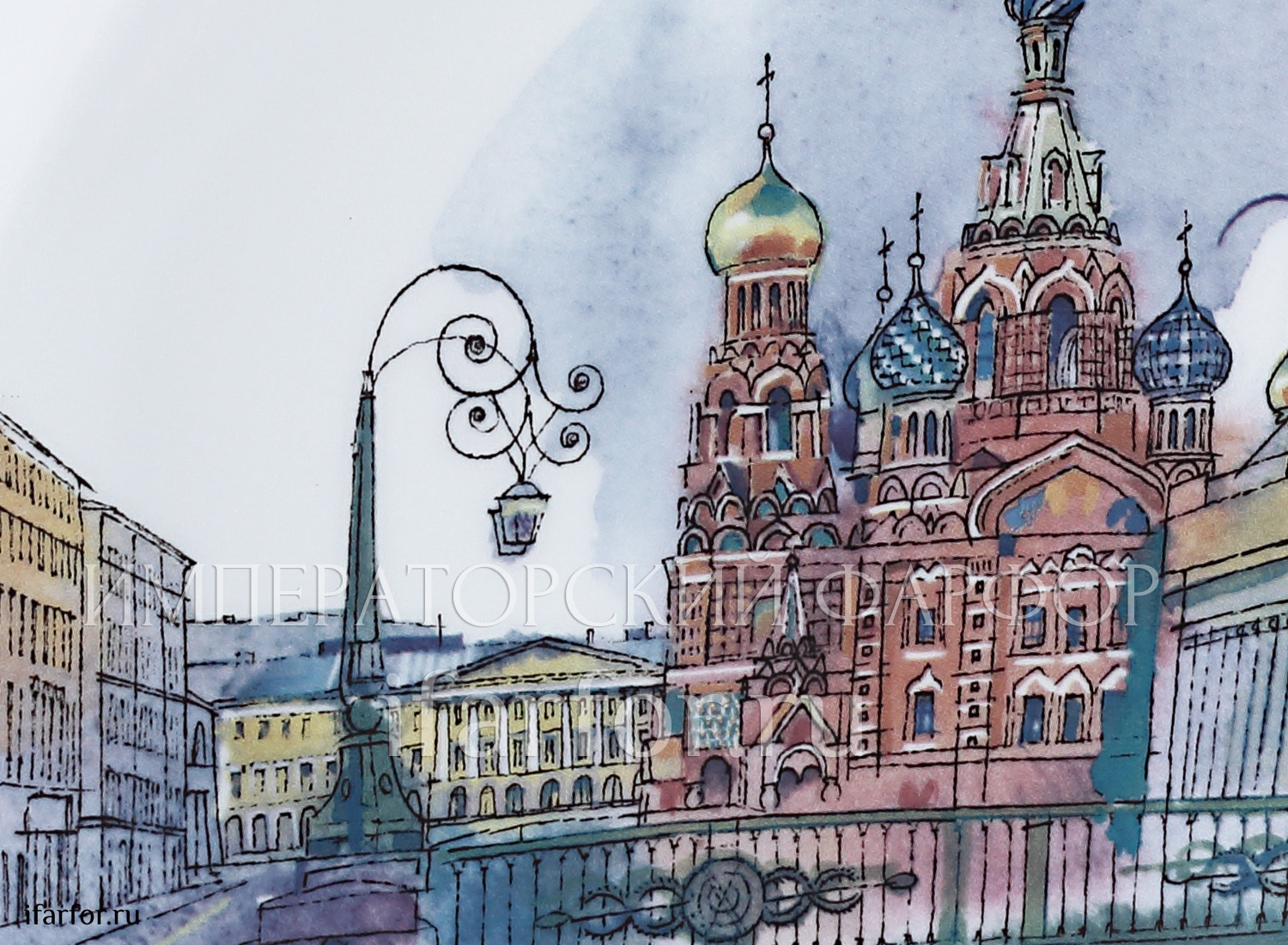 Тарелка декоративная «Санкт-Петербург. Итальянский мост» Твердый фарфор. 195 мм.
