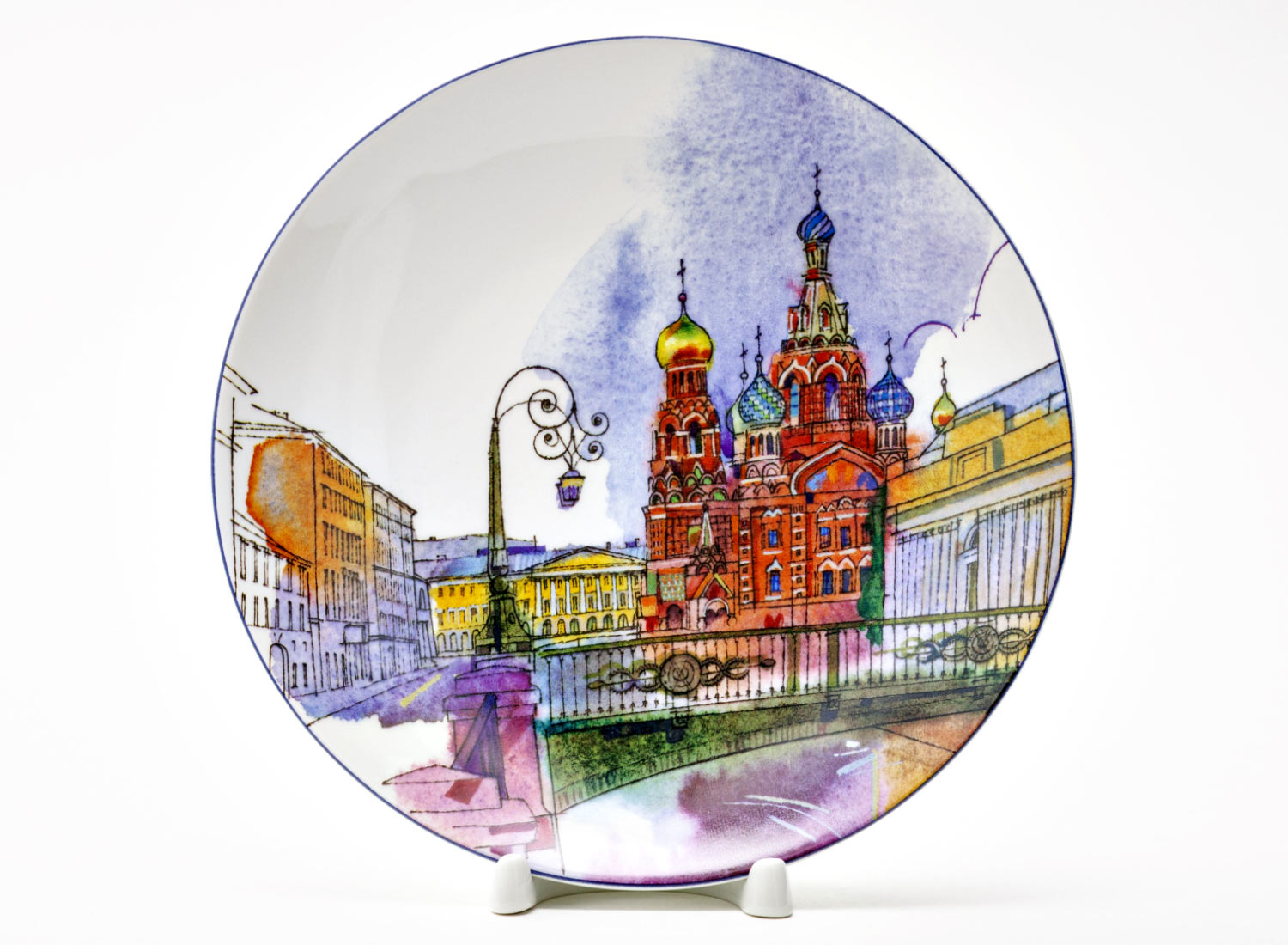 Тарелка декоративная «Санкт-Петербург. Итальянский мост» Твердый фарфор. 195 мм.