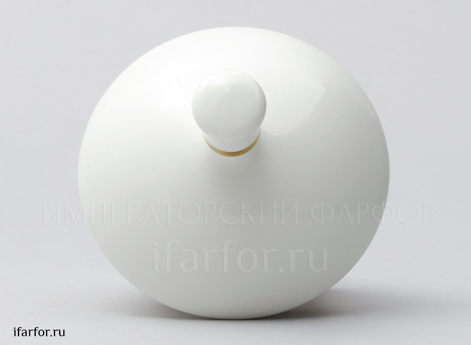 Крышка к сахарнице «Золотая лента» Форма: Айседора. Костяной фарфор. 72 x 58 x 53 мм.