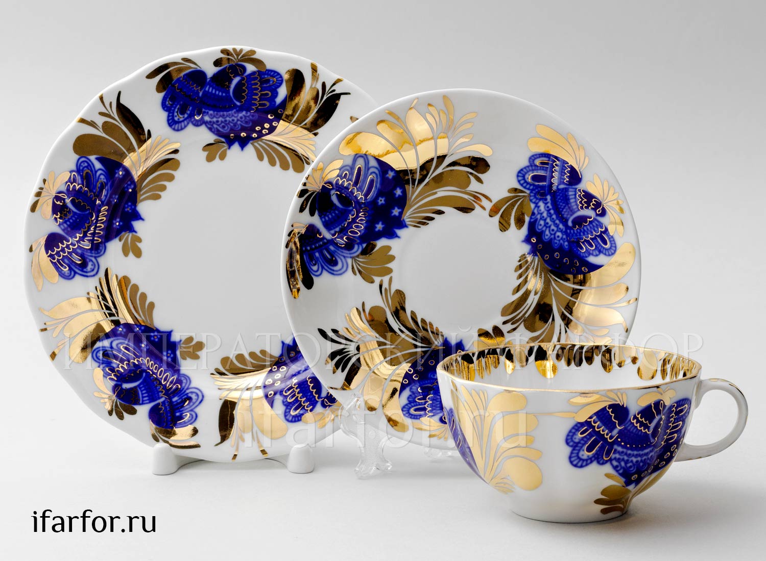 Комплект чайный «Золотой сад» 1/3 Форма: Тюльпан. Твердый фарфор. 250 мл.
