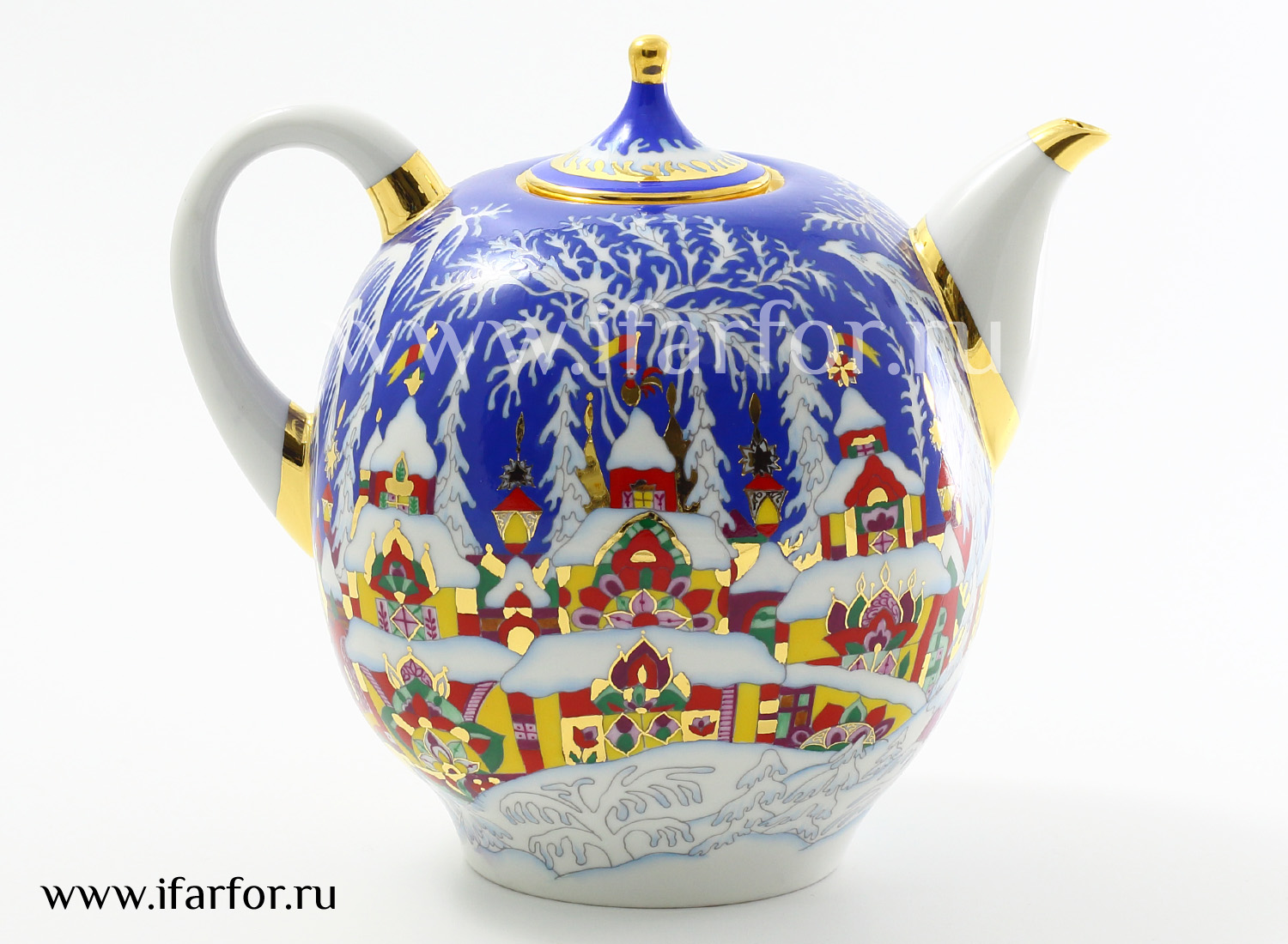 Чайник доливной «Зимняя сказка» Форма: Новгородский. Твердый фарфор. 2450 мл.