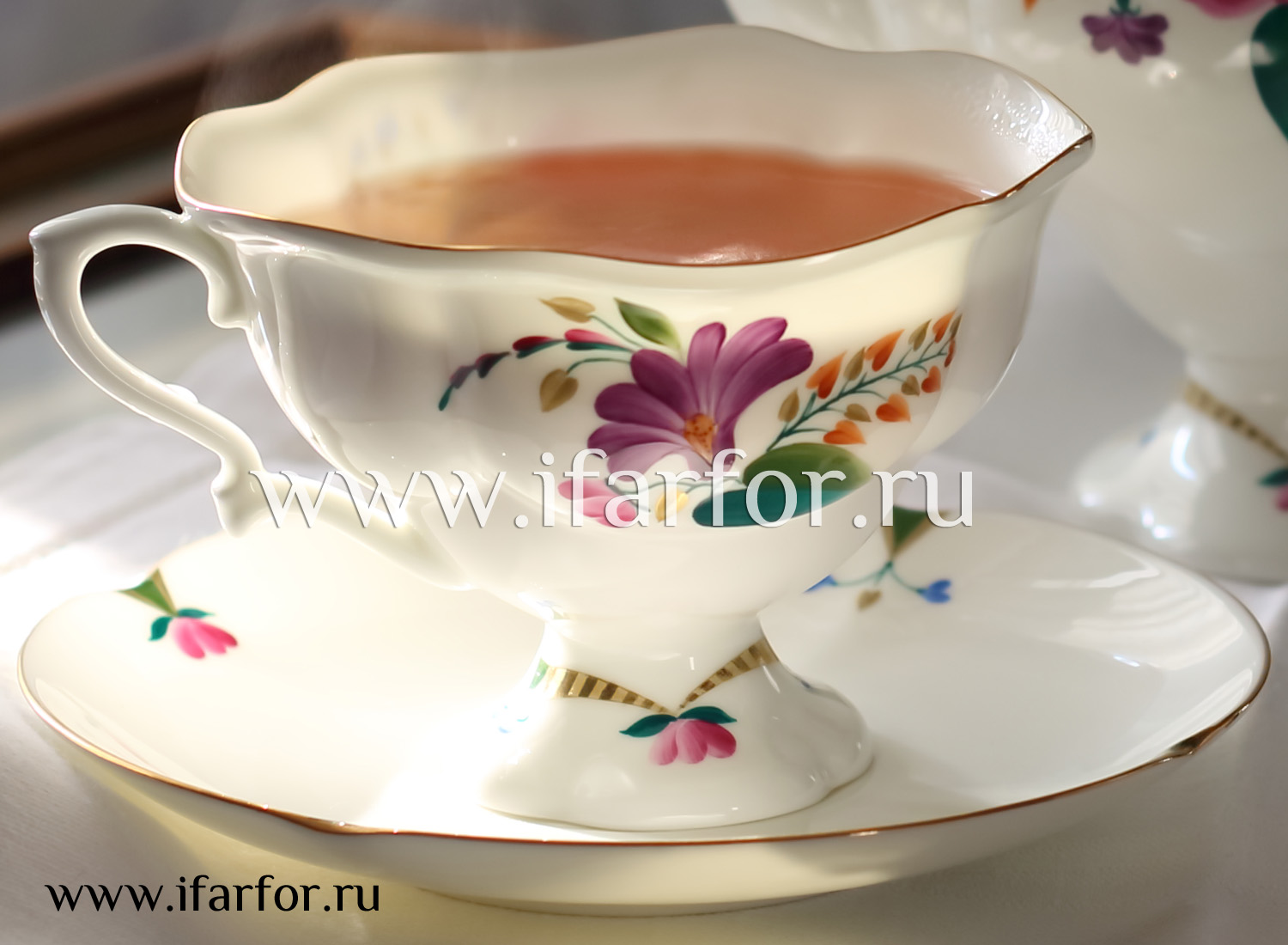 Чашка с блюдцем чайная «Невеста» 1/2 Форма: Наташа. Тонкостенный костяной фарфор. 220 мл.