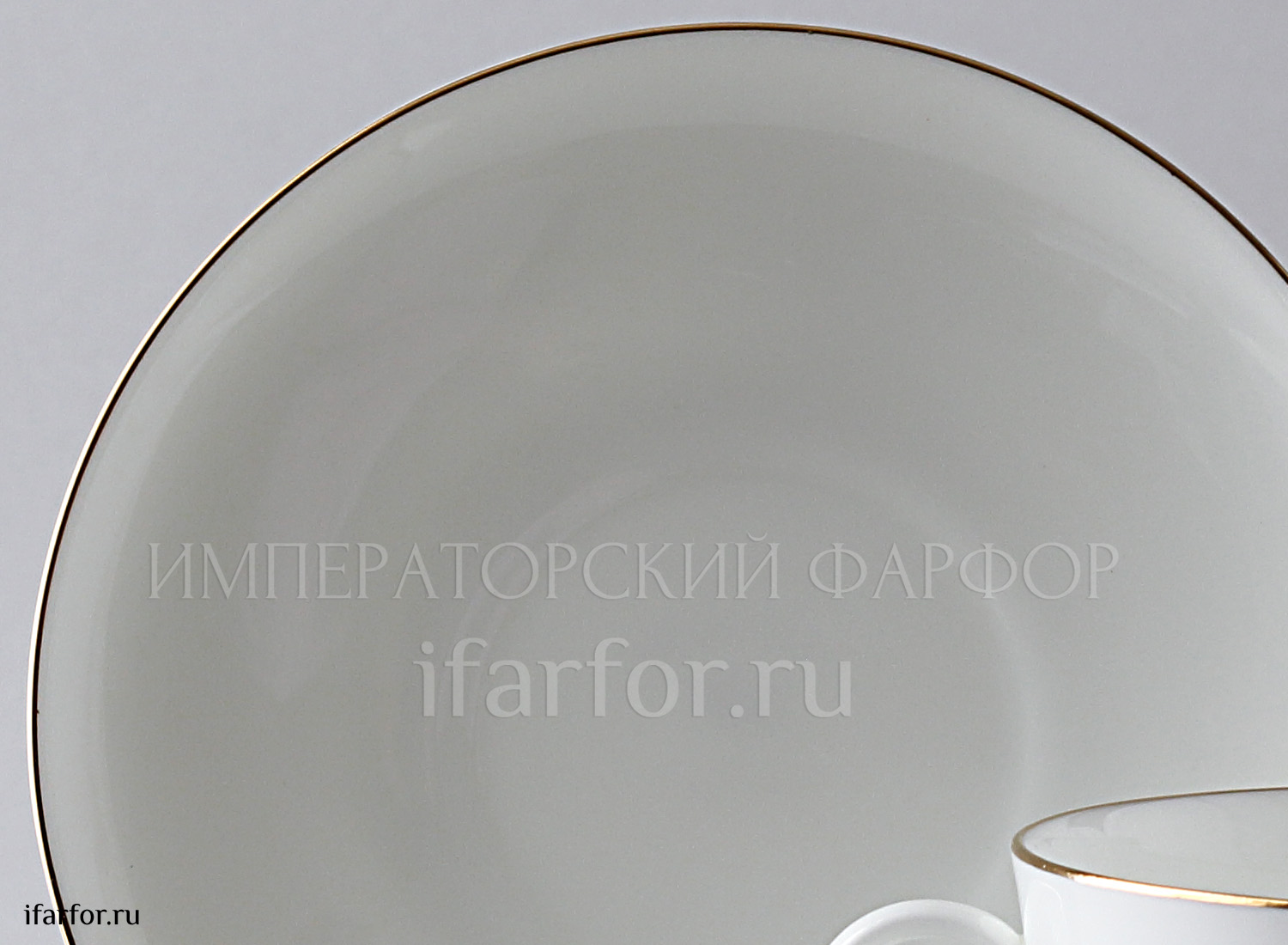 Чашка с блюдцем чайная «Золотая лента» 1/2 Форма: Яблочко. Тонкостенный костяной фарфор. 160 мл.