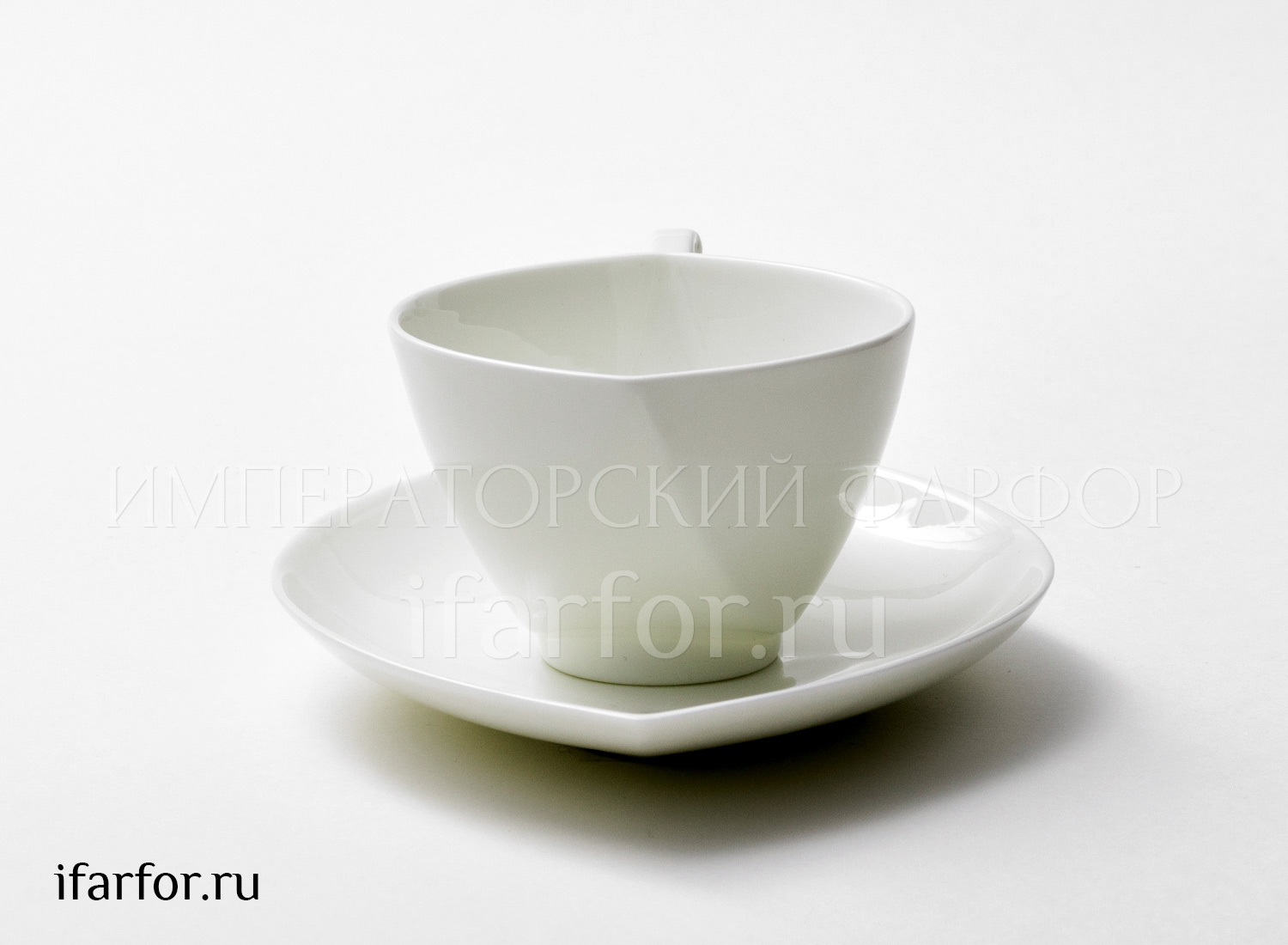 Чашка с блюдцем чайный «Белый» 1/2 Форма: Ковчег. Тонкостенный костяной фарфор. 180 мл.