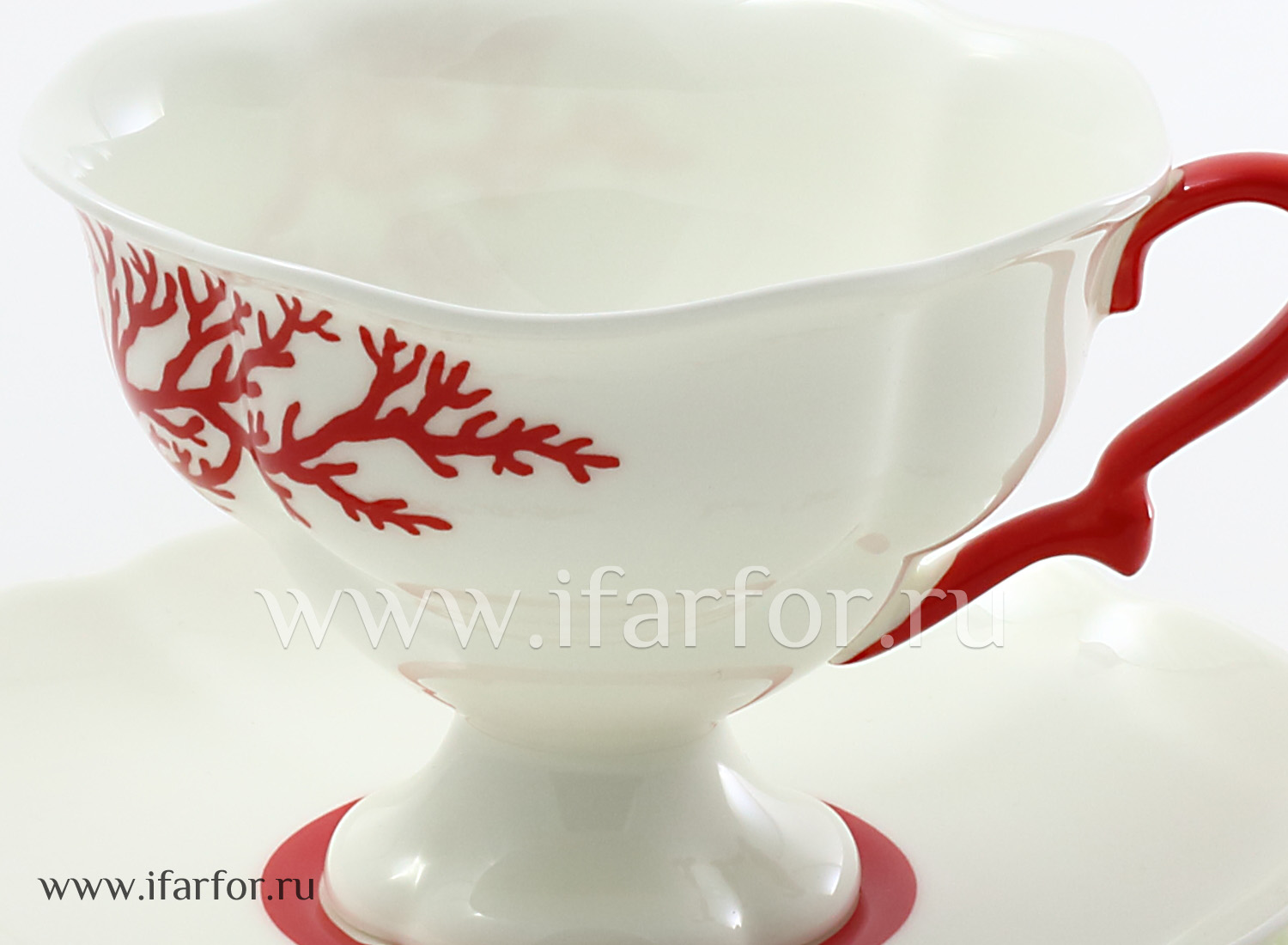 Комплект трехпредметный «Коралл» 1/3 Форма: Наташа. Тонкостенный костяной фарфор. 220 мл.