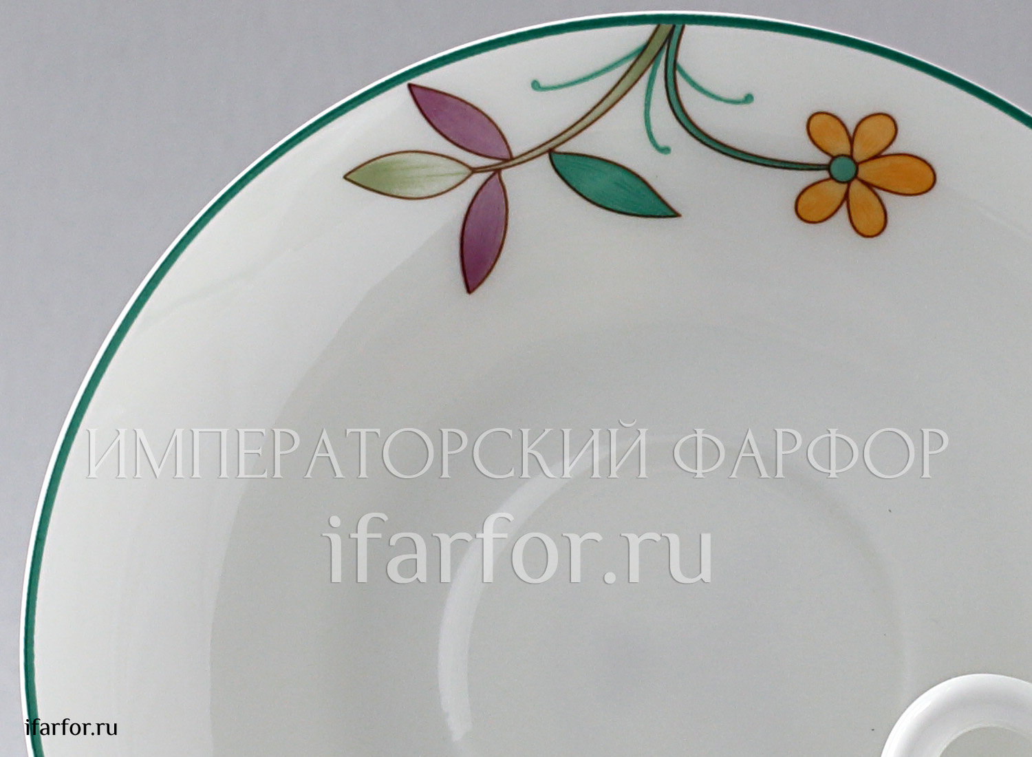 Чашка с блюдцем «Флорентийские цветы. Краски лета» 1/2 Форма: Ландыш 2. Тонкостенный костяной фарфор. 180 мл.
