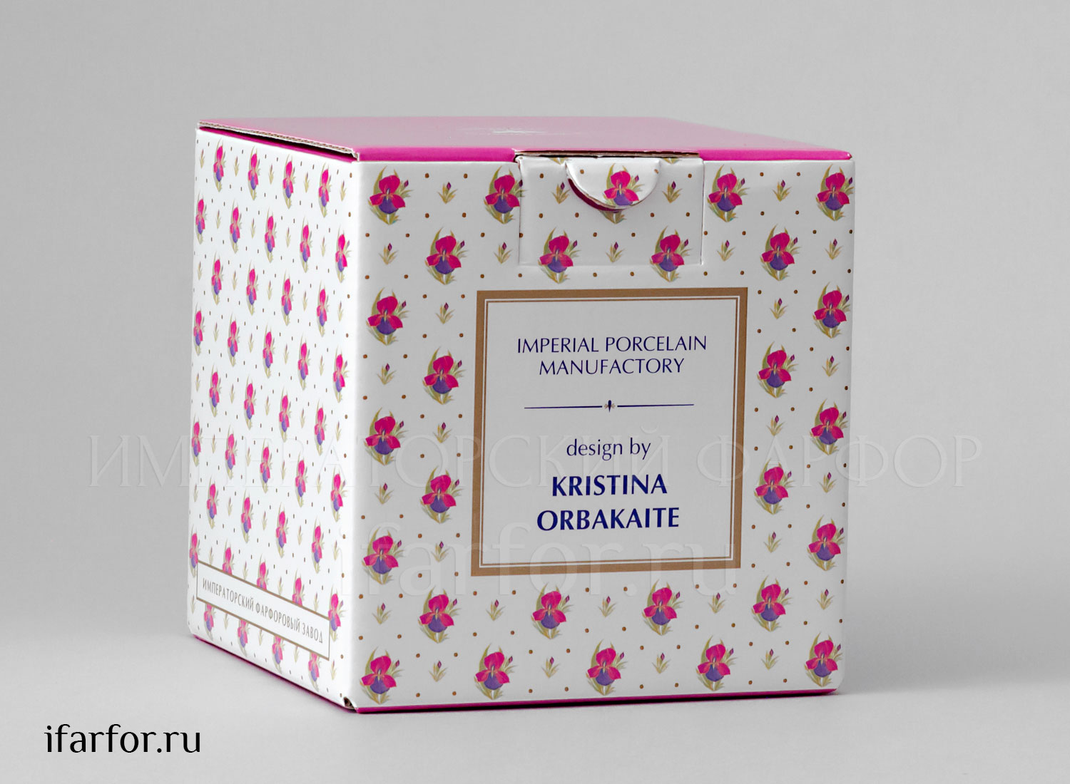 Туалетная коробочка «Цветок Ириса» Форма: Граненая. Твердый фарфор. 93 x 75 x 44 мм.