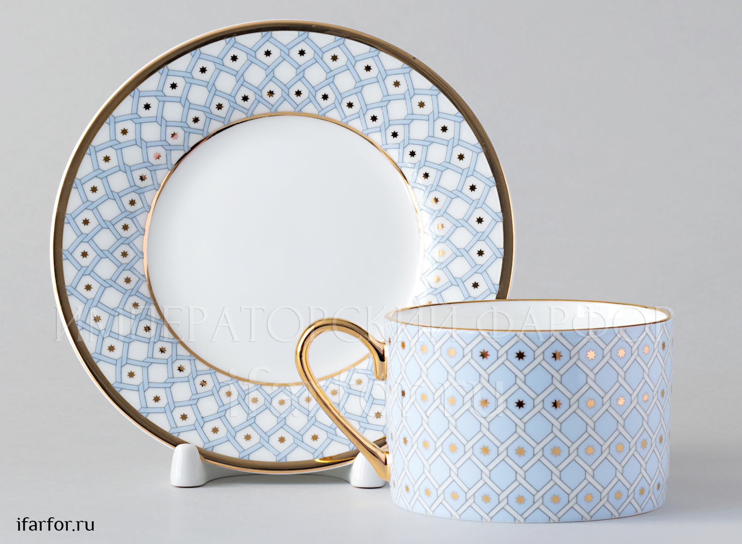Подарочный набор чайный «Азур 2» 1/2 Форма: Идиллия. Толстостенный костяной фарфор. 250 мл.