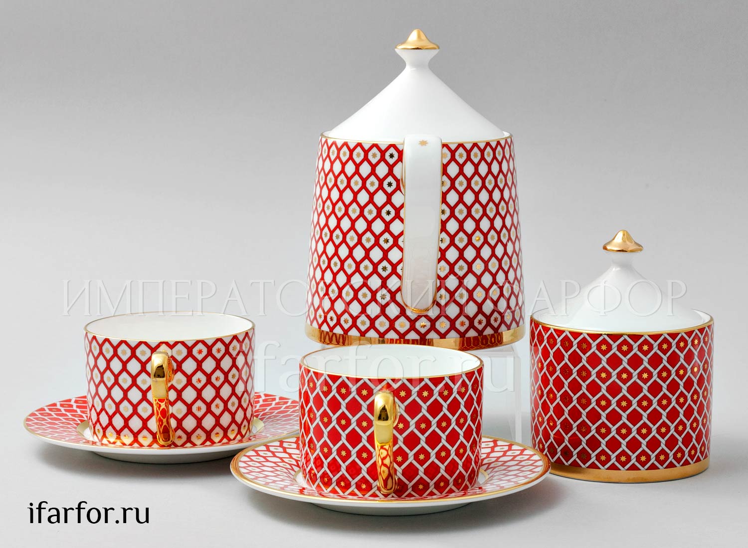 Сервиз чайный «Скарлетт» 4/10 Форма: Идиллия. Толстостенный костяной фарфор