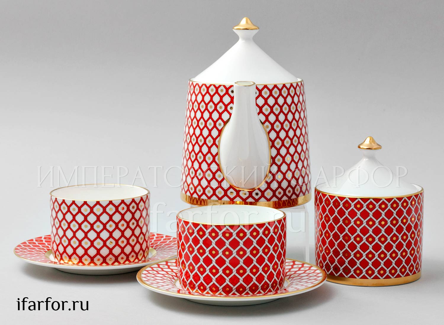 Сервиз чайный «Скарлетт» 4/10 Форма: Идиллия. Толстостенный костяной фарфор