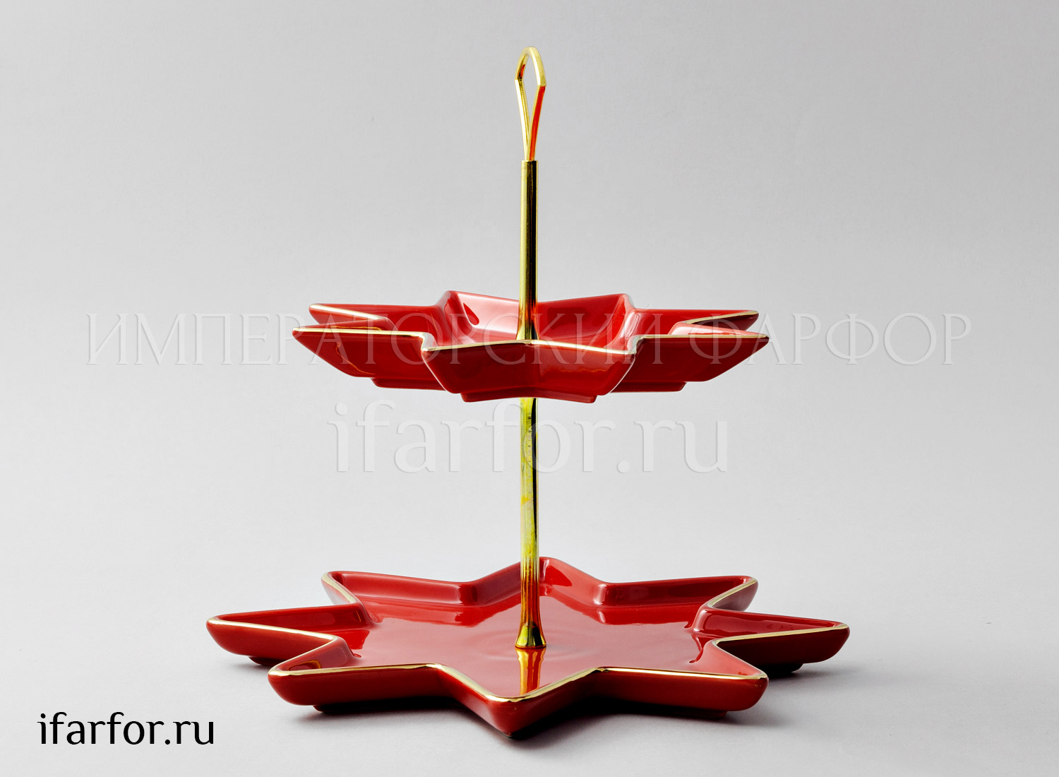 Этажерка двухъярусная «Скарлетт» Форма: Звезда. Твердый фарфор. 260 x 200 x 270 мм.