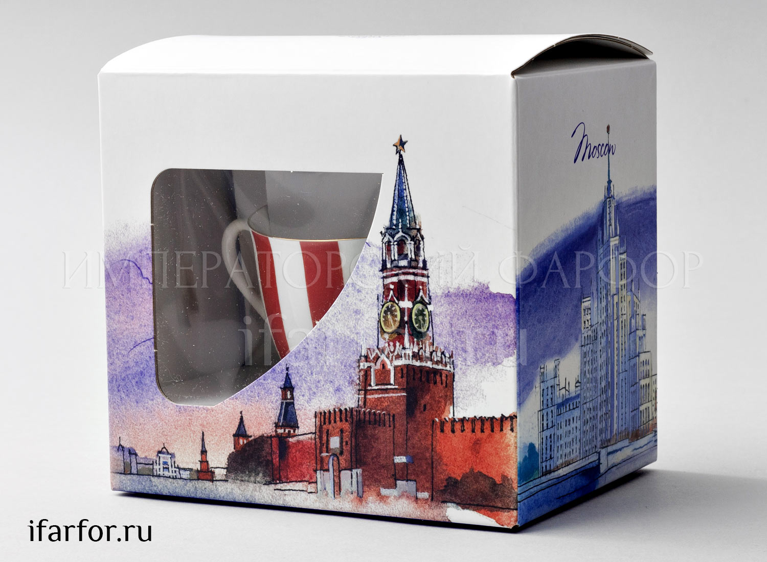 Чашка с блюдцем в подарочной коробке «Да и нет (красный)» 1/2 Форма: Ландыш. Тонкостенный костяной фарфор. 180 мл.