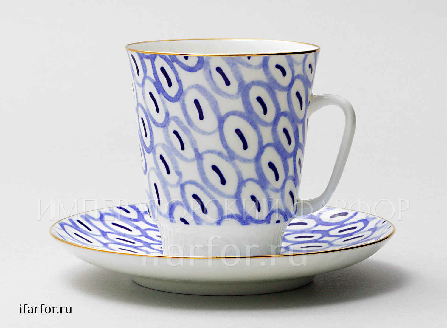 Чашка с блюдцем «Настроение. Easy» 1/2 Форма: Майская. Тонкостенный костяной фарфор. 165 мл.