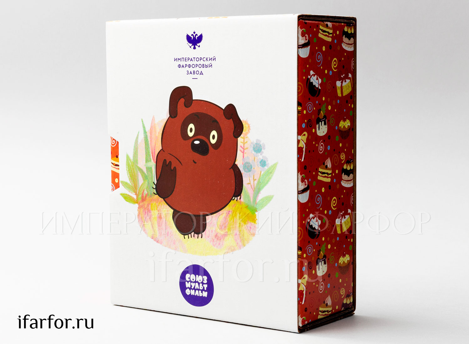 Чашка с блюдцем в подарочной коробке «Винни-Пух. Дерево» 1/2 Форма: Ландыш. Костяной фарфор. 180 мл.