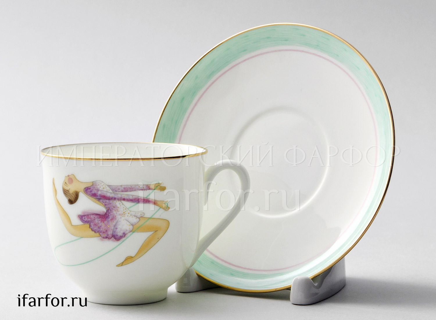 Чашка с блюдцем «Художественная гимнастика. Скакалка» 1/2