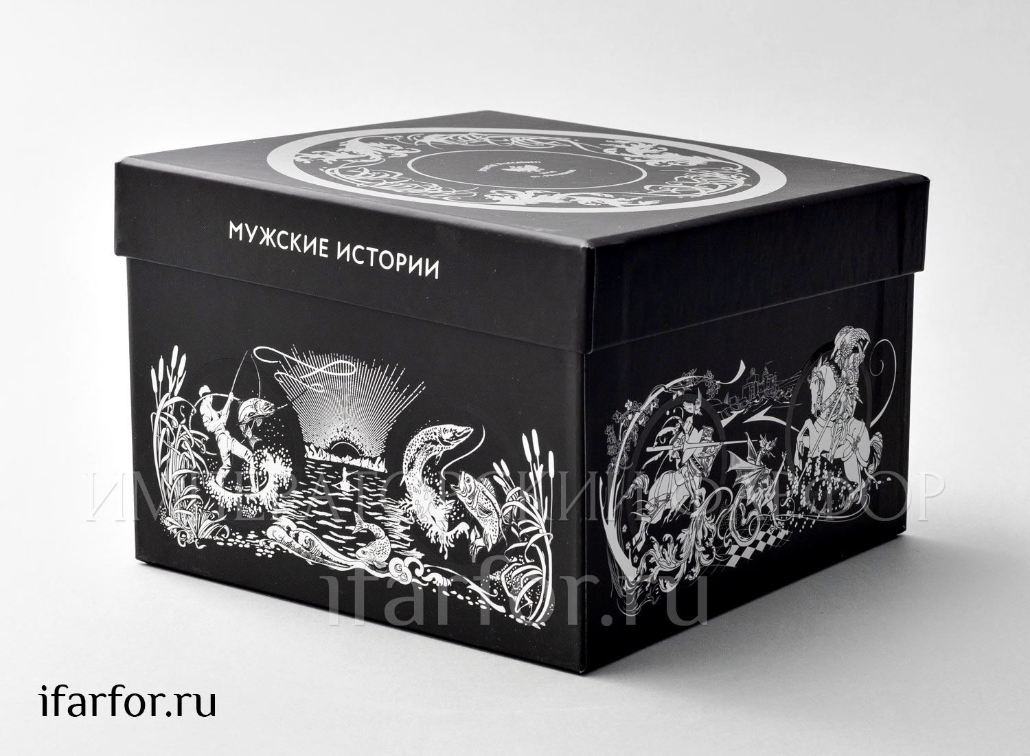 Бокал с блюдцем в подарочной коробке «Мужские истории. Охота» 1/2 Форма: Снежное утро. Твердый фарфор. 380 мл.