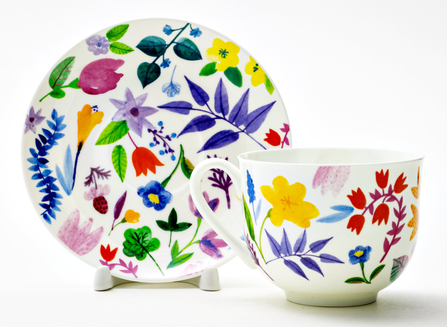 Чашка с блюдцем чайная «Primavera» 1/2 Форма: Ландыш. Костяной фарфор. 345 мл.