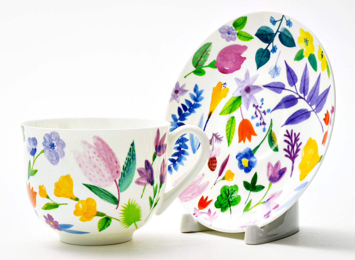 Чашка с блюдцем чайная «Primavera» 1/2 Форма: Ландыш. Костяной фарфор. 345 мл.