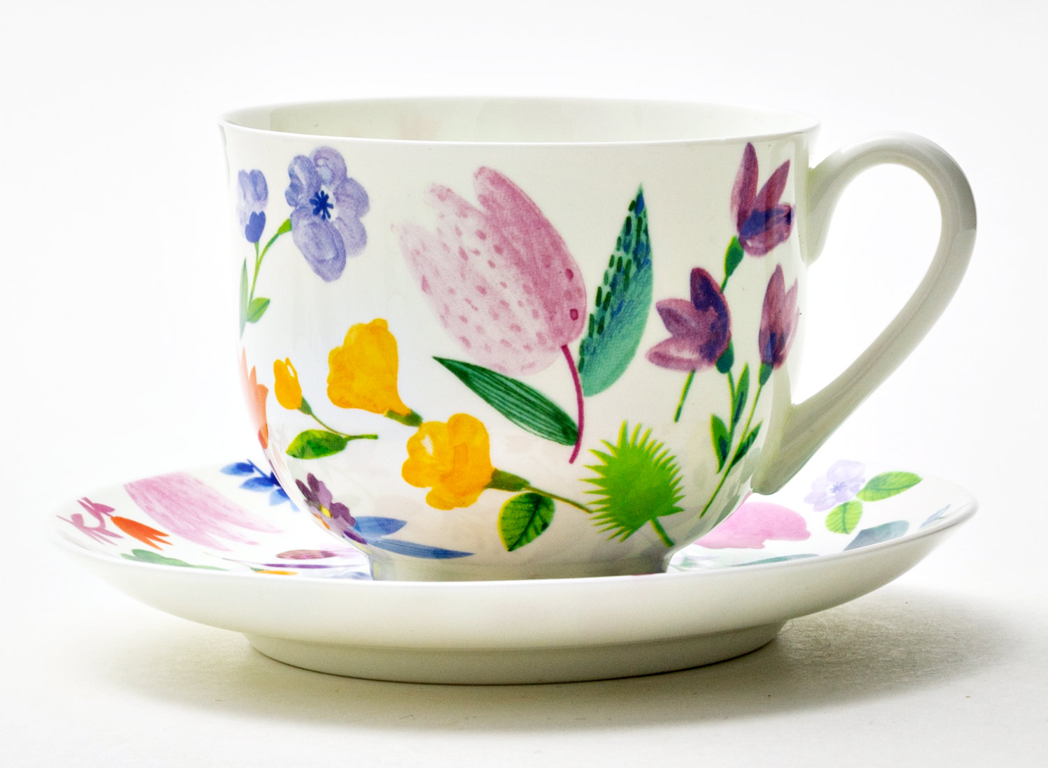 Чашка с блюдцем чайная «Primavera» 1/2 Форма: Ландыш. Костяной фарфор. 345 мл.