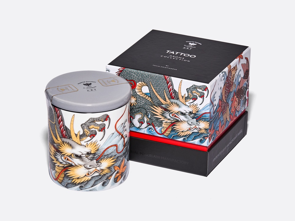 Подарочный набор «Tattoo Dragon (Татуировка Дракон) аромат Аква» Толстостенный костяной фарфор