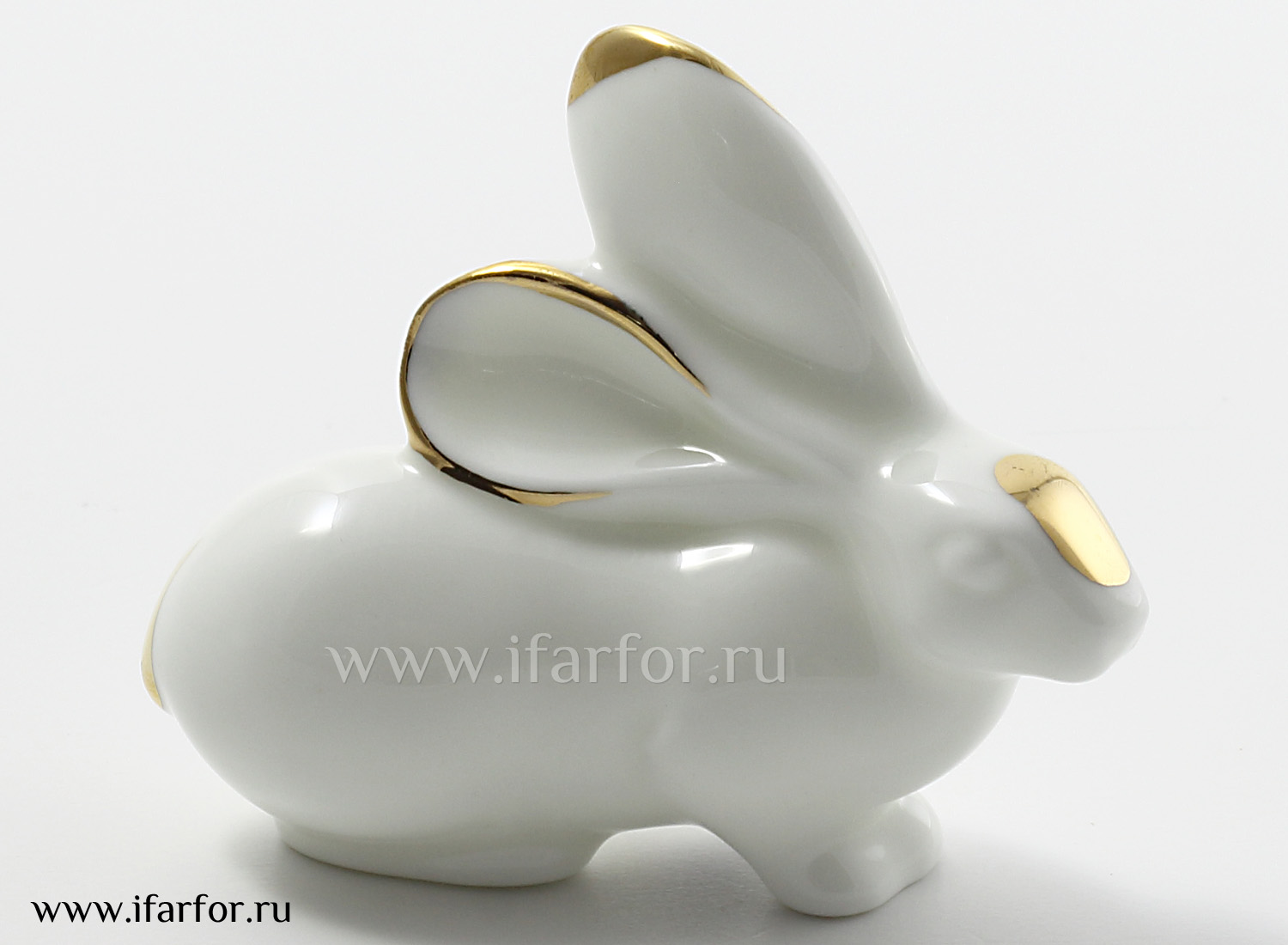 Скульптура «Заяц (з.з.)» Форма: Заяц (з.з.). Костяной фарфор. 53 мм.