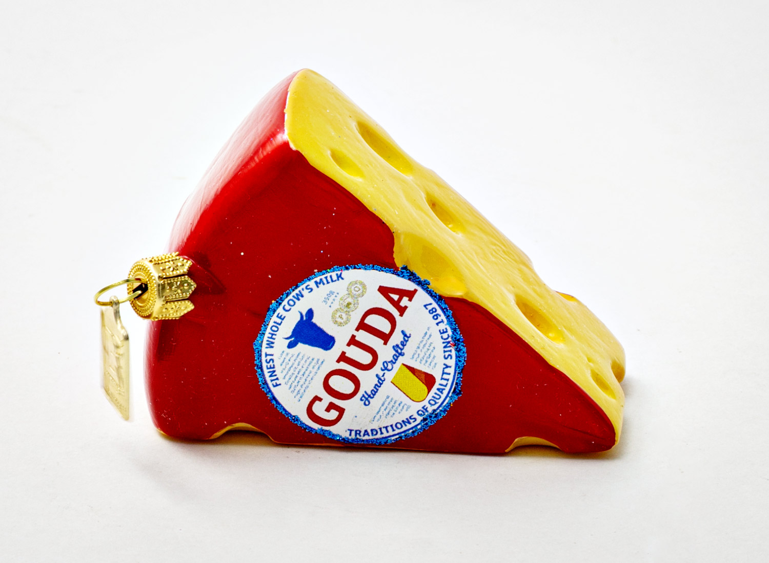Елочная игрушка «Сыр Gouda» Стекло. 80 x 60 мм.