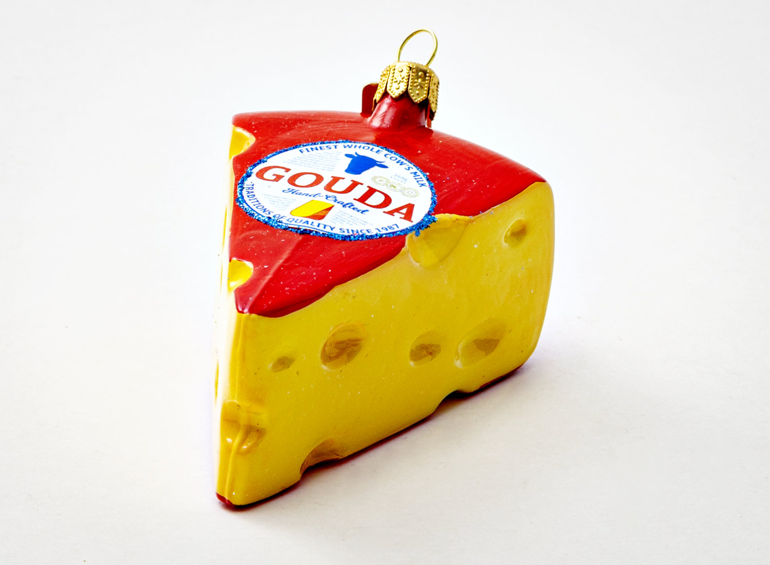 Елочная игрушка «Сыр Gouda» Стекло. 80 x 60 мм.
