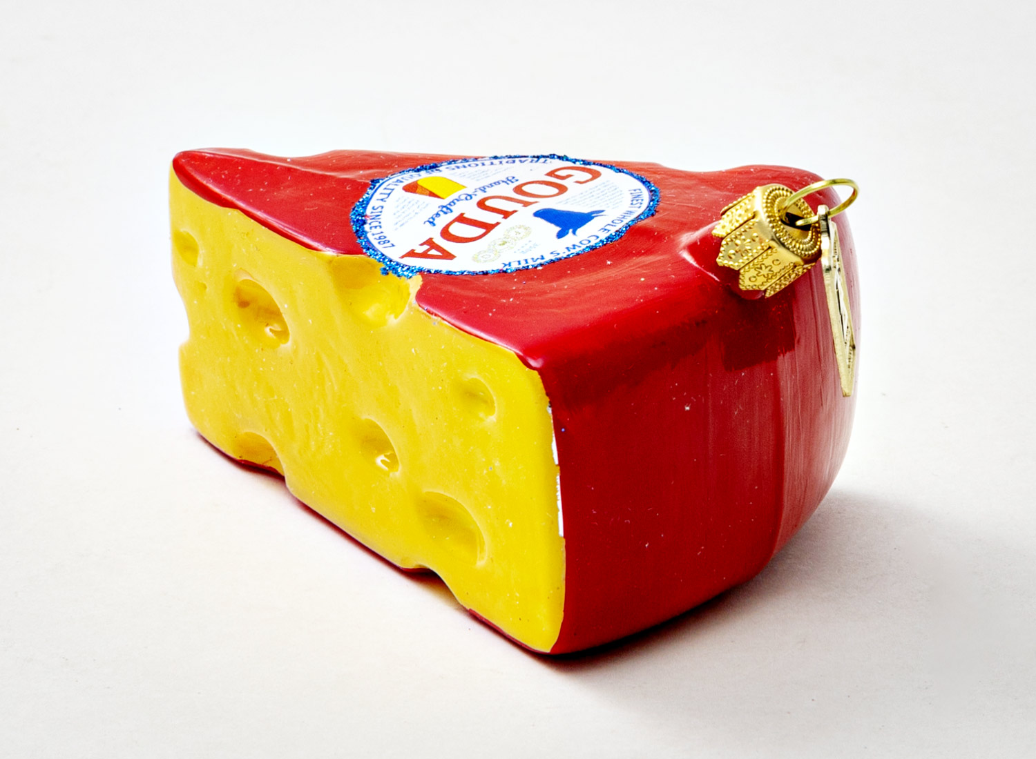 Елочная игрушка «Сыр Gouda» Стекло. 80 x 60 мм.